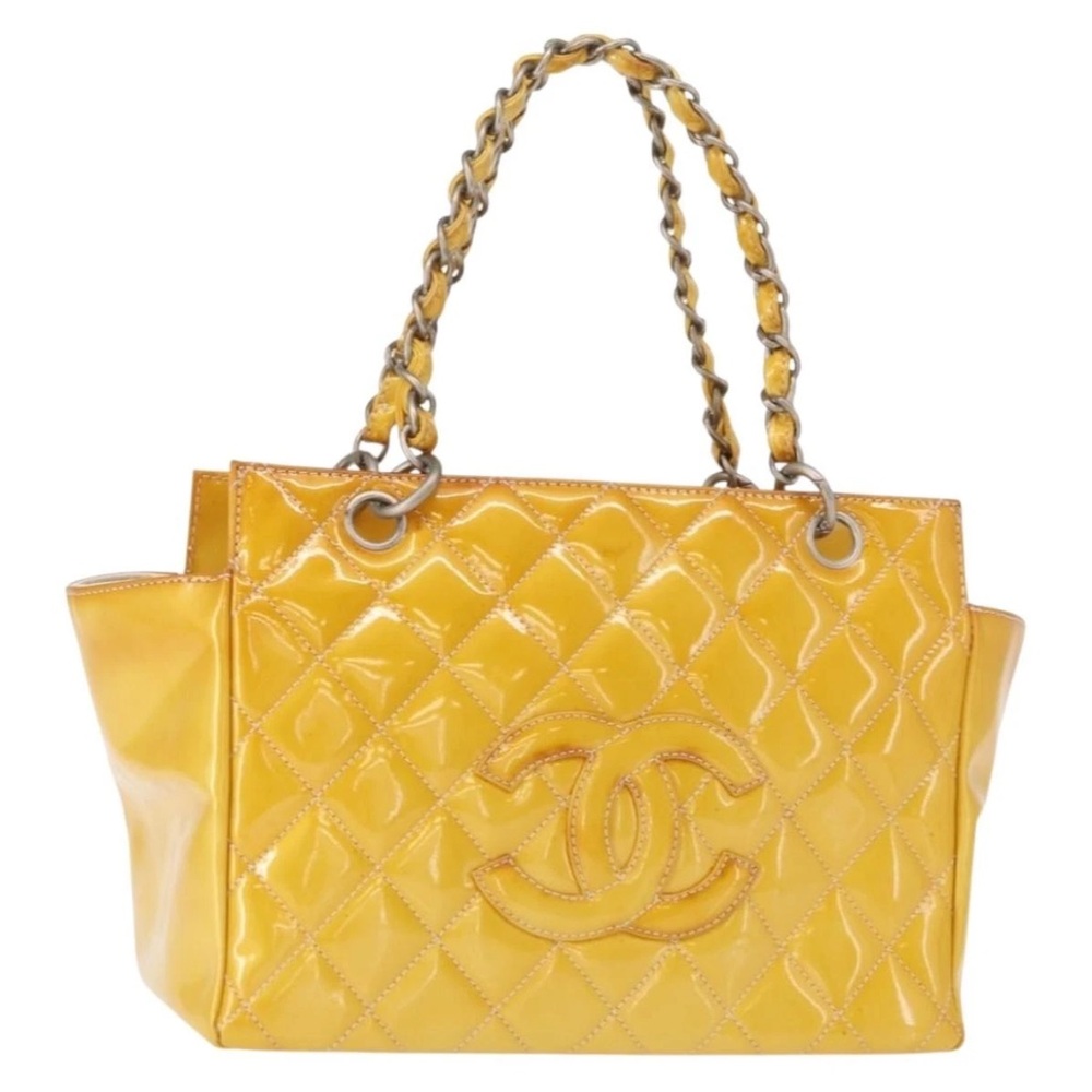 Chanel quilt matelasse Coco mark patent leather  Bag with COA